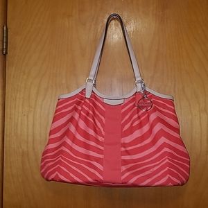 Coach Orange & Peach Zebra Shoulder Bag